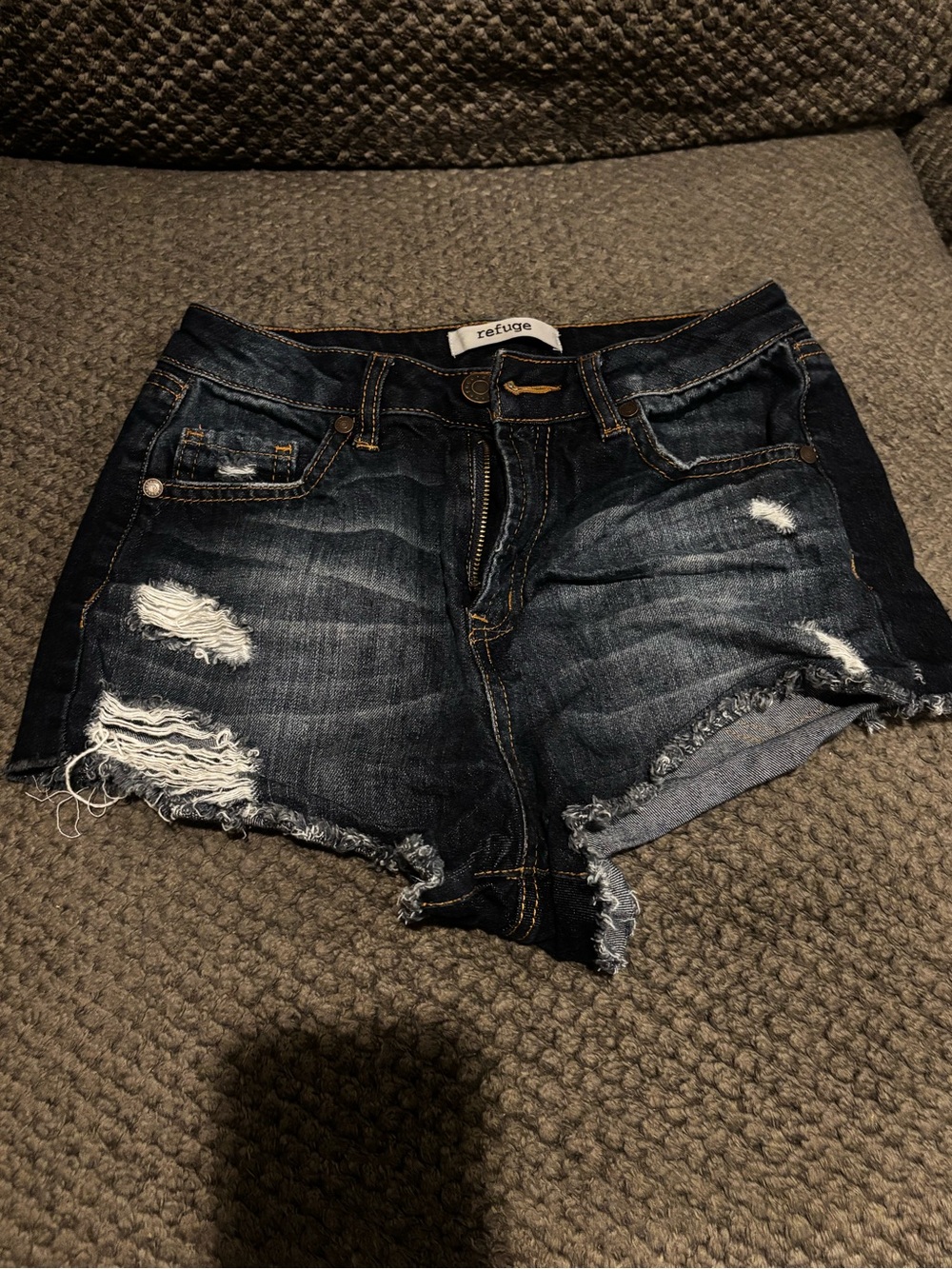 Refuge Dark Wash Distressed Denim Cutoff Shorts size 0
